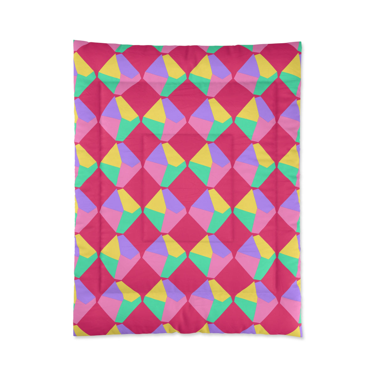 Grand Fractured Rhombus Comforter – Candy Pop on Raspberry