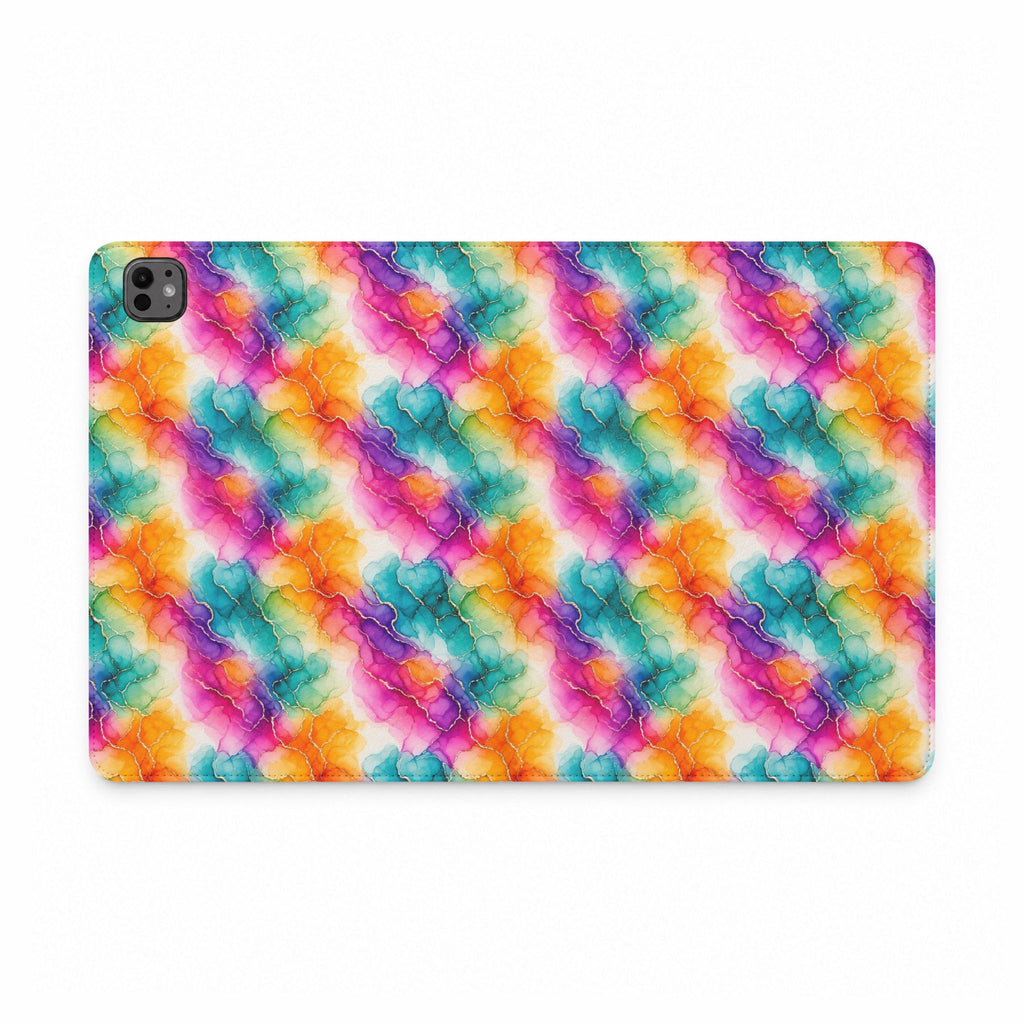 Rainbow Alcohol Ink Bloom iPad Folio Case
