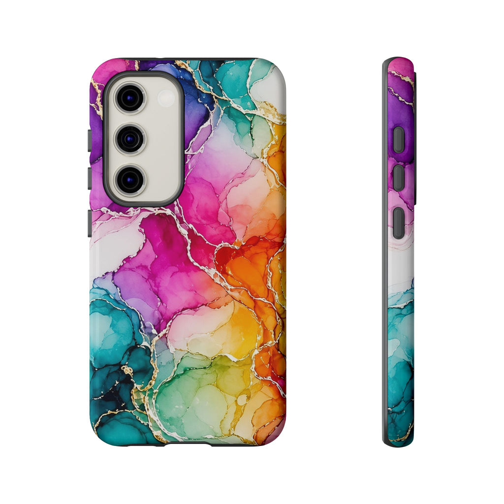 Rainbow Alcohol Ink Bloom Tough Phone Case