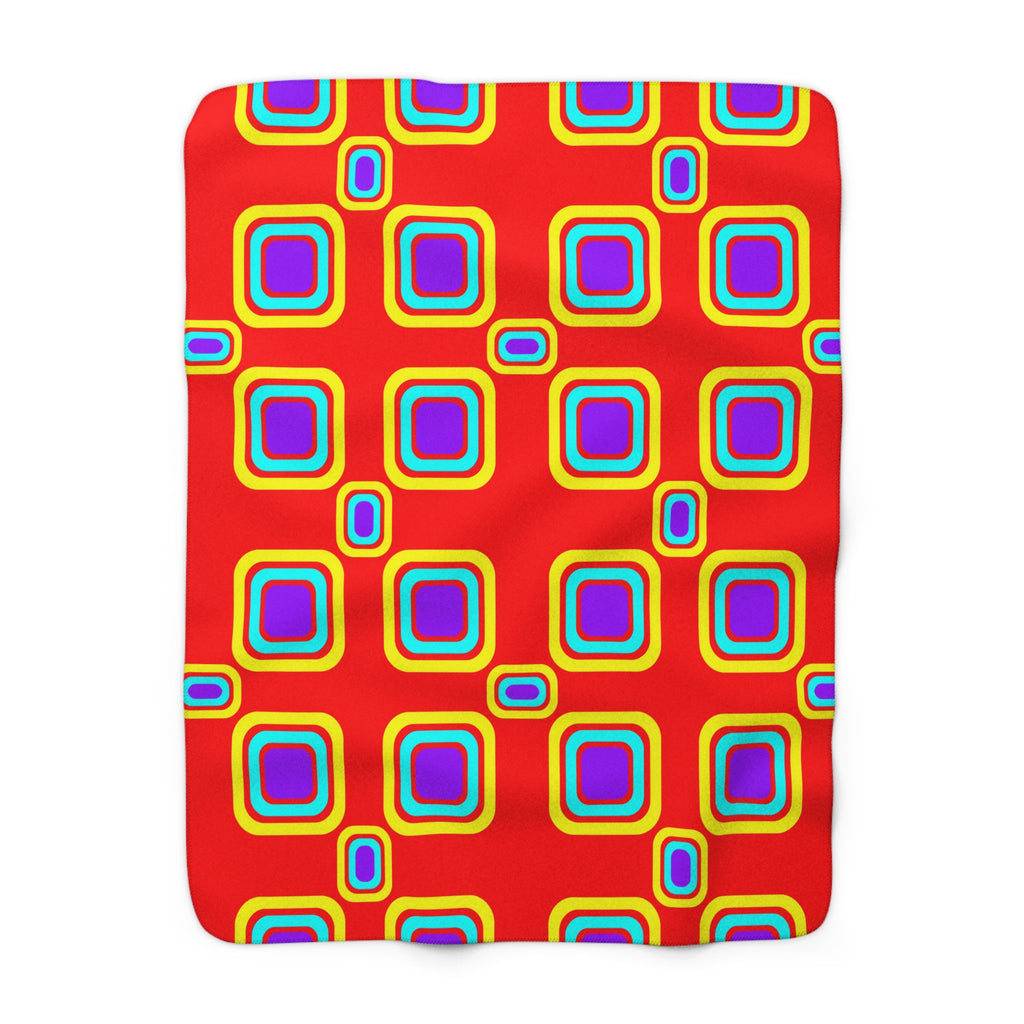 Big Ripple Squares Sherpa Fleece Blanket – Op-Art Concentric Squares Pattern