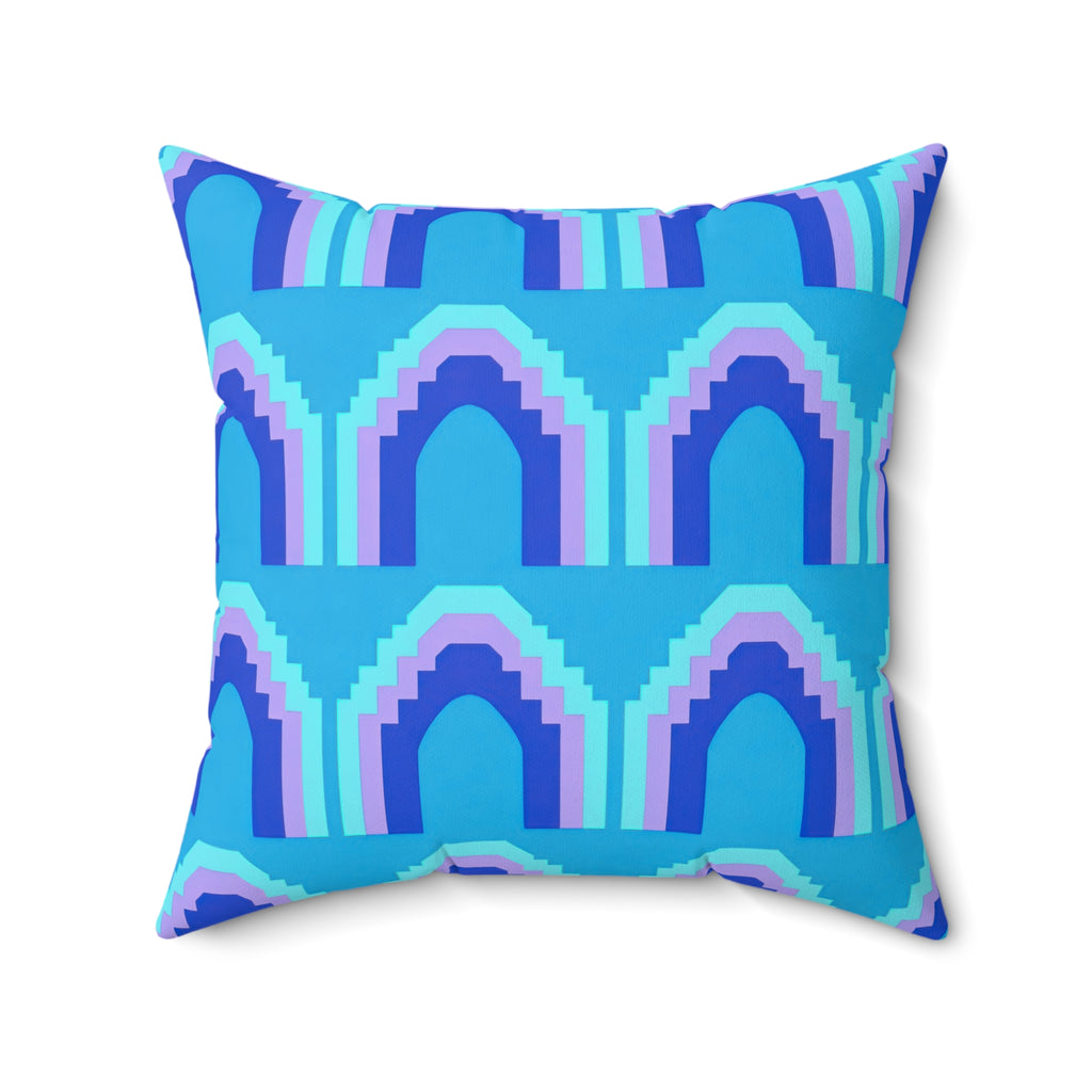 Grand Stepped Arches Faux Suede Cushion – Ice Jewel