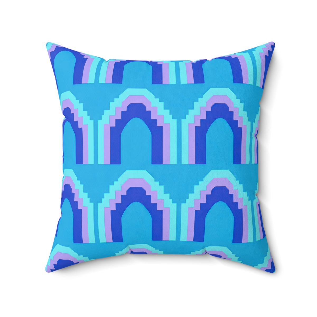 Grand Stepped Arches Faux Suede Cushion – Ice Jewel