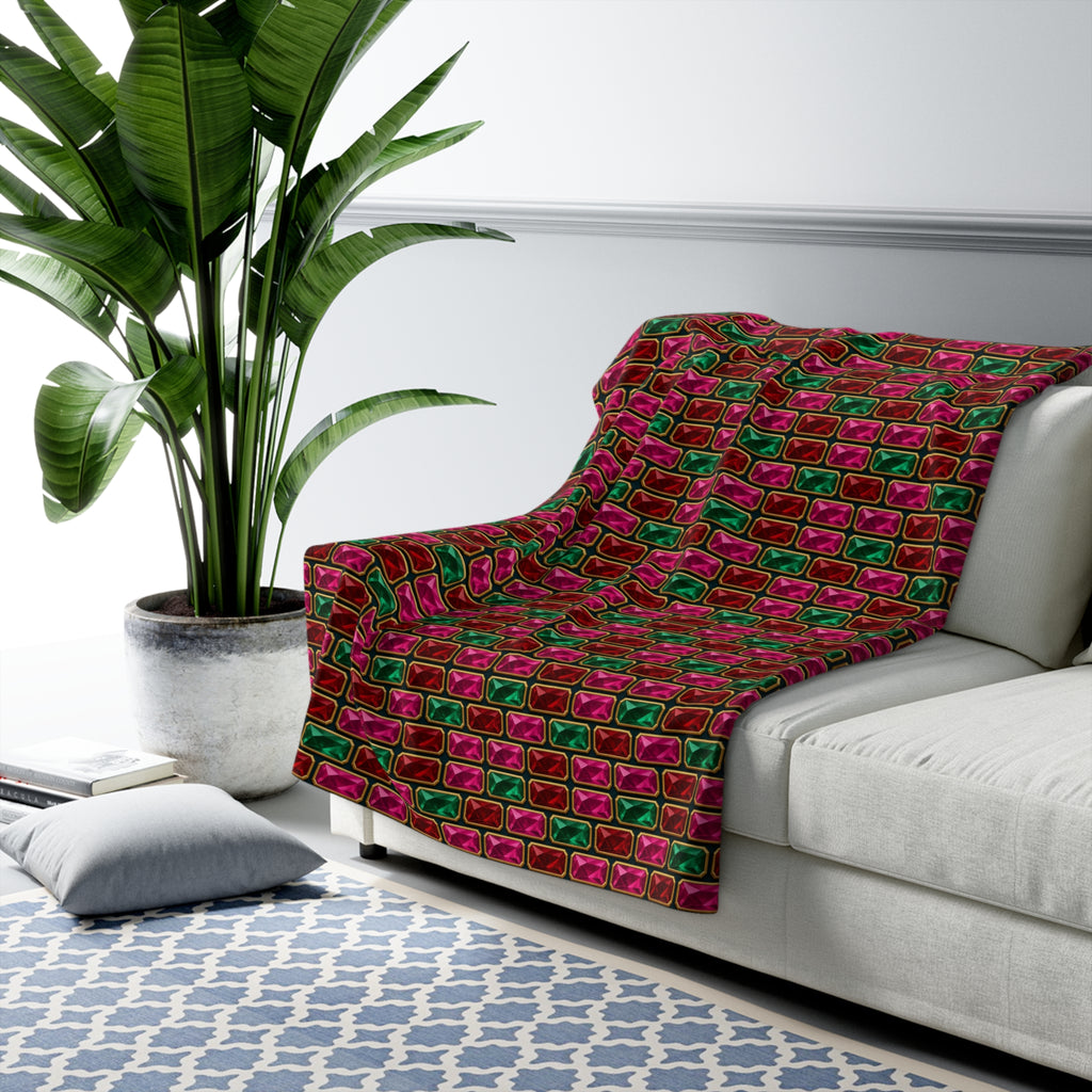 Stacked Gem Bars Sherpa Fleece Blanket – Geometric Pattern