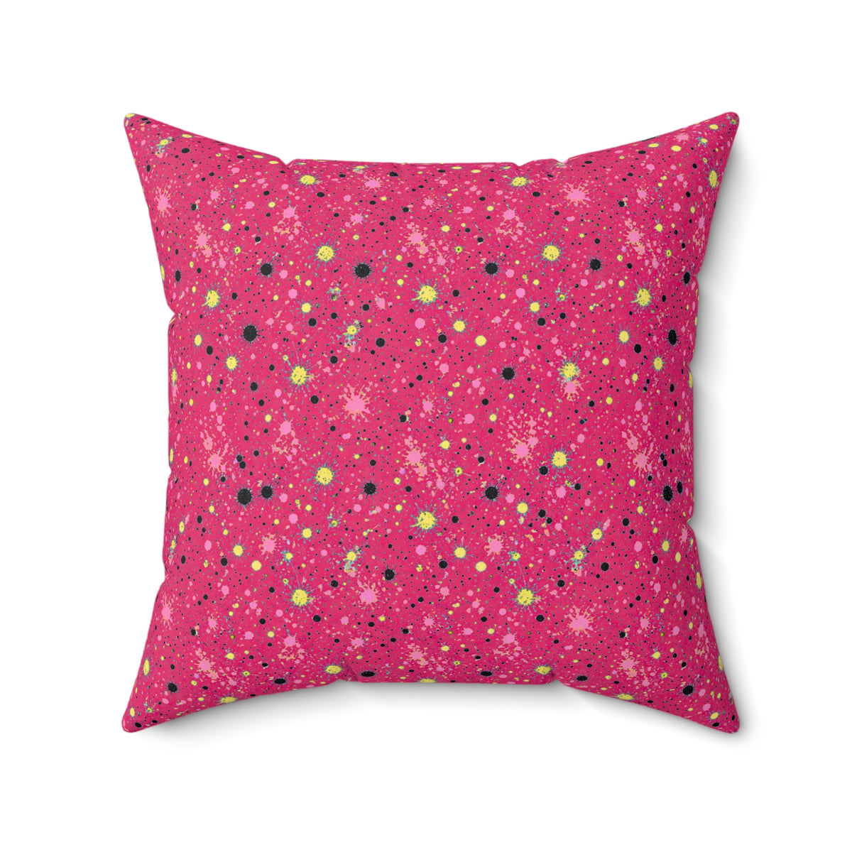 Pink Spray Field Faux Suede Cushion – Candy Pop on Raspberry