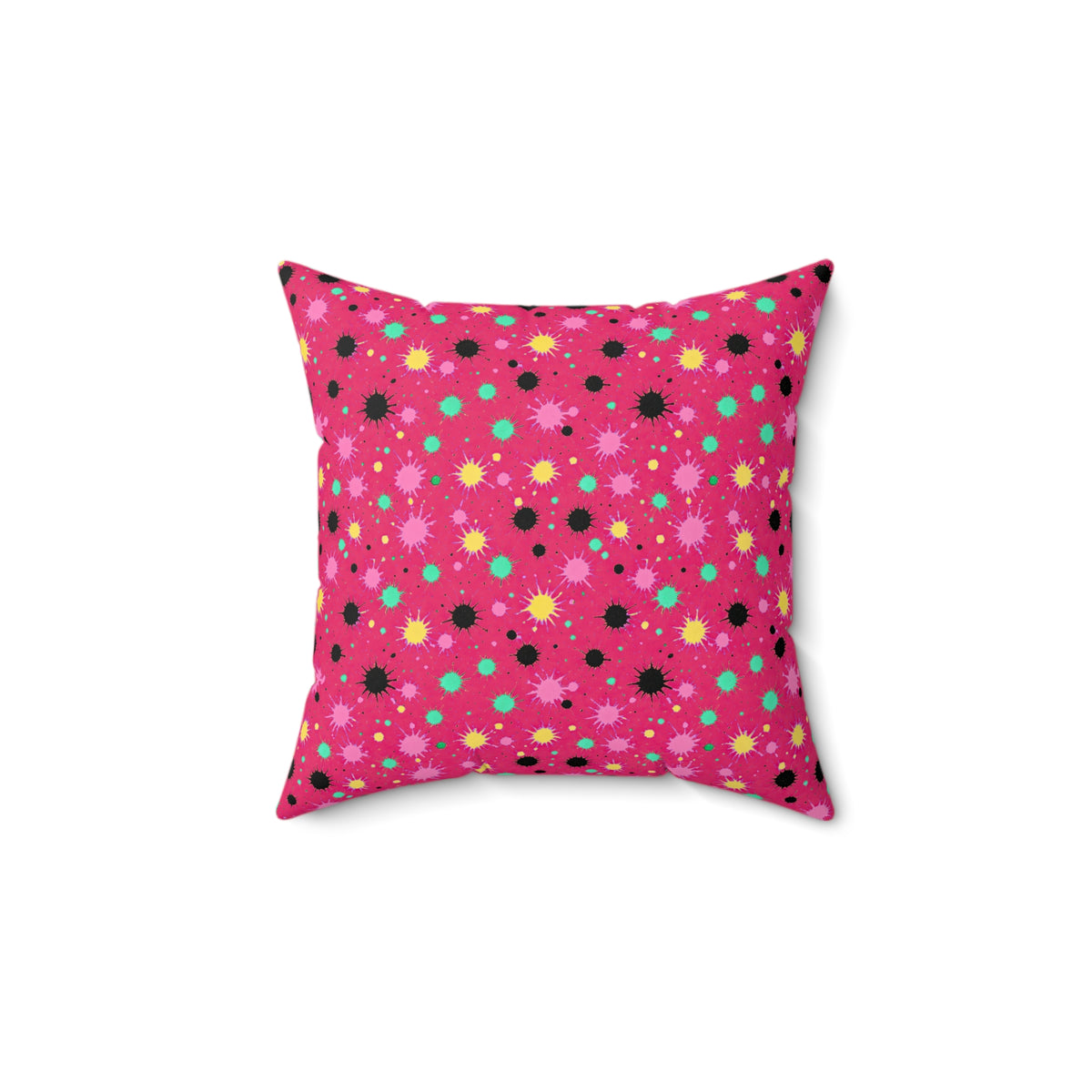 Splat Storm Faux Suede Cushion – Candy Pop on Raspberry