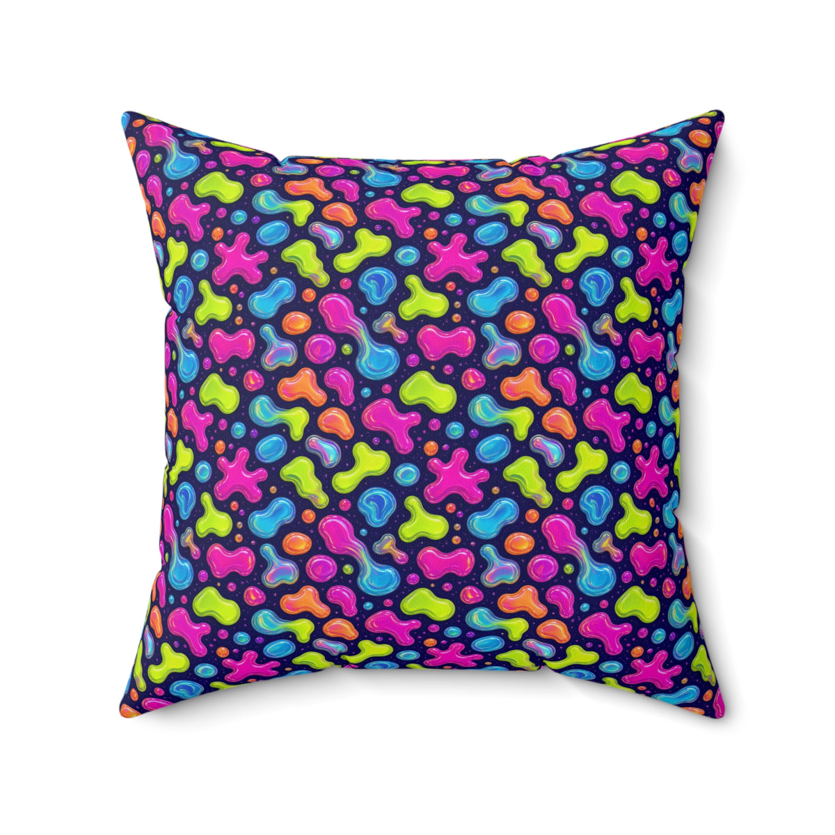 Jelly Blob Pop Faux Suede Cushion – Holographic-Look Fluid Art Pattern
