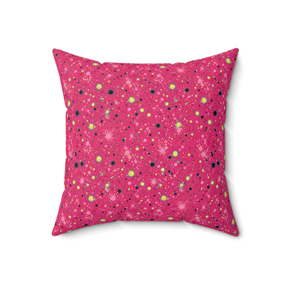 Pink Spray Field Faux Suede Cushion – Candy Pop on Raspberry