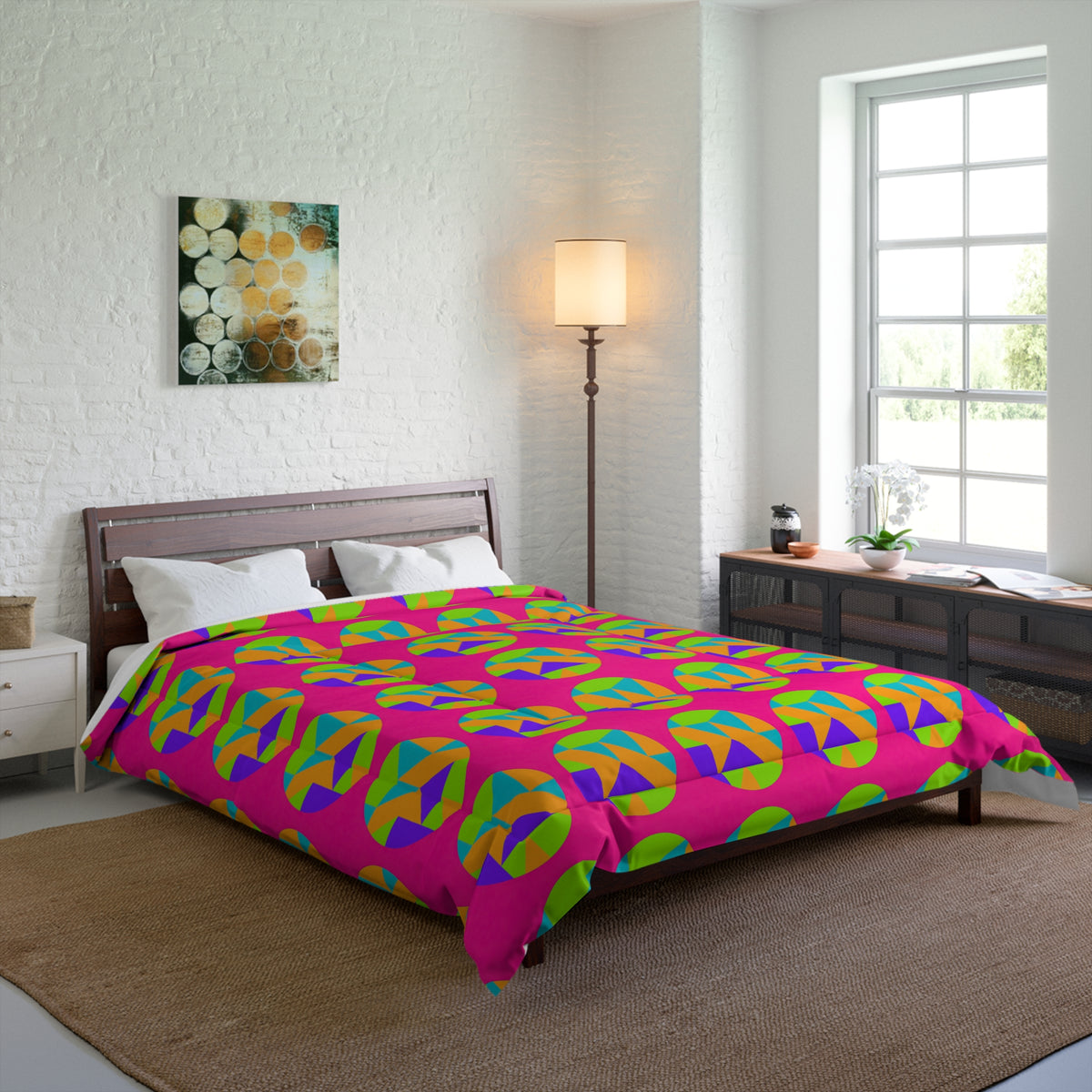 Broken Circle Planes Comforter – Tropical Punch