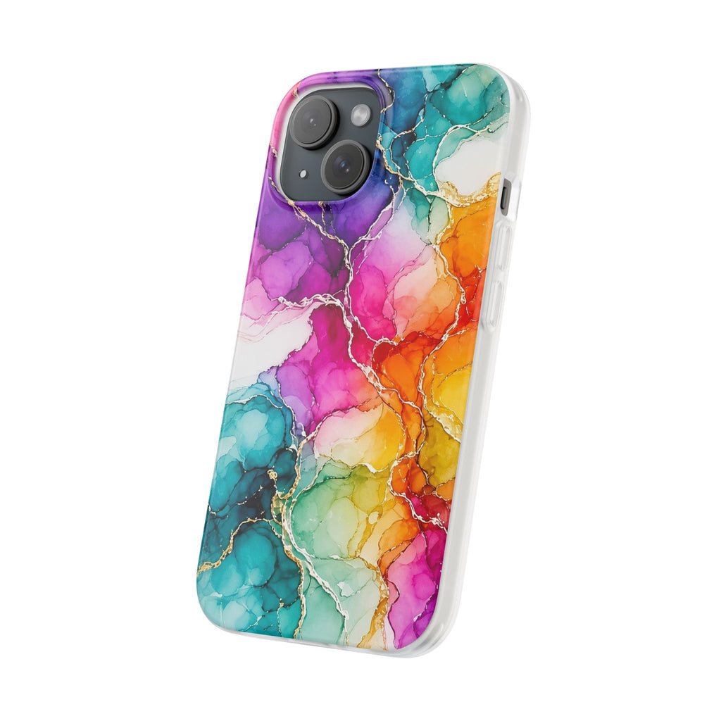 Rainbow Alcohol Ink Bloom Flexi Phone Case