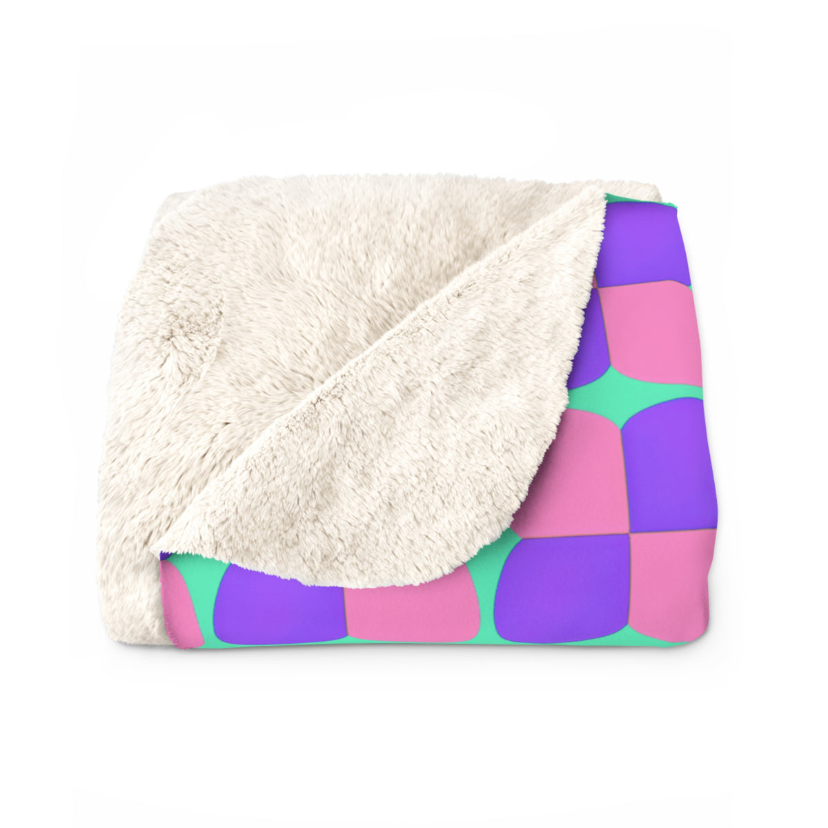 Bold Bulge Checker Sherpa Fleece Blanket – Candy Pastel on Grape