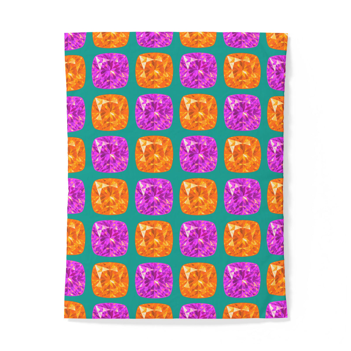 Giant Cut Gem Grid Cotton Duvet Cover – Peacock Jewel