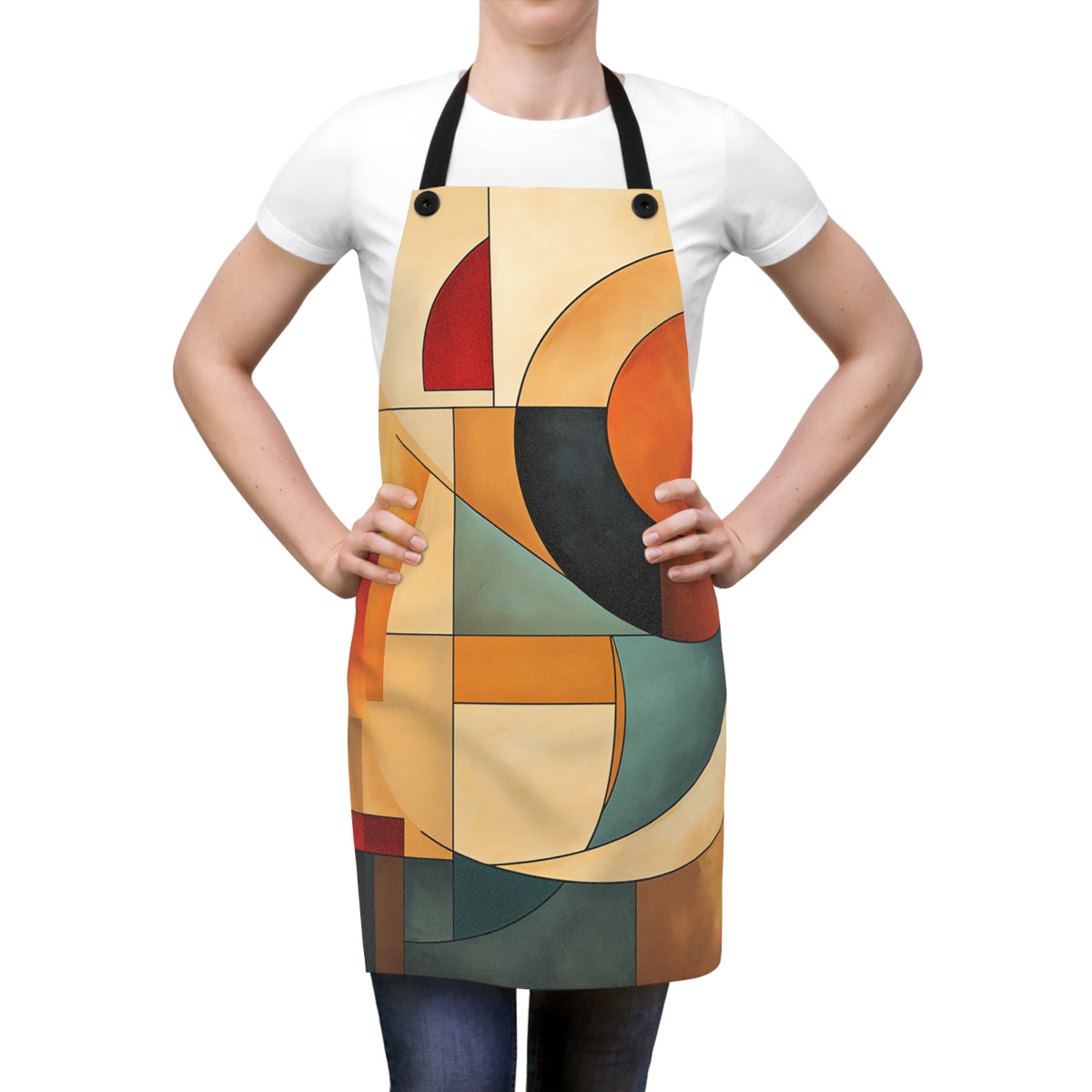 Bauhaus Moon Blocks Apron – Mid-Century Geometric Art