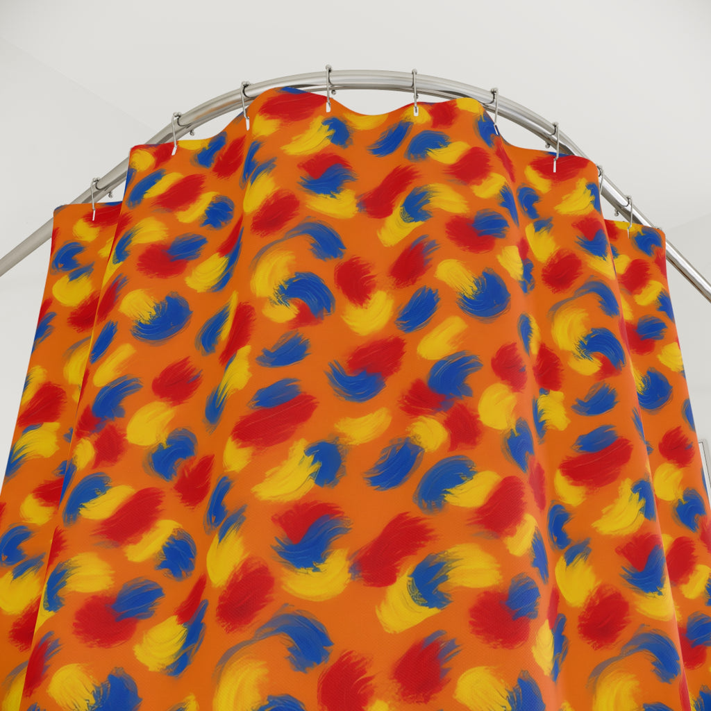 Wet Stroke Blends Shower Curtain – Expressionist Brushstroke Abstract Pattern