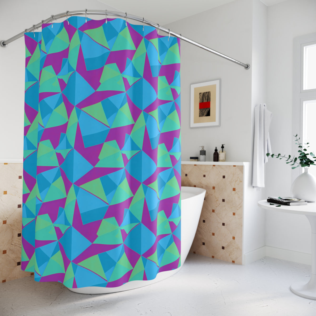 Faceted Panels Shower Curtain – Ice Jewel