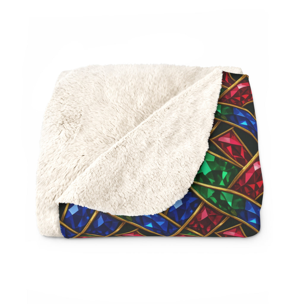 Jewel Prism Weave Sherpa Fleece Blanket – Kaleidoscopic Pattern