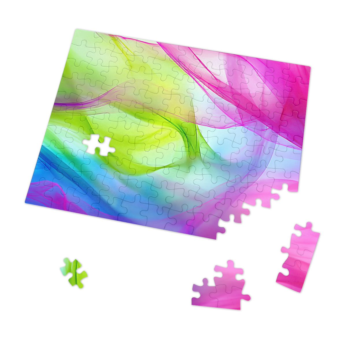Silk Smoke Waves Jigsaw Puzzle with Tin – Flowing Abstract Art