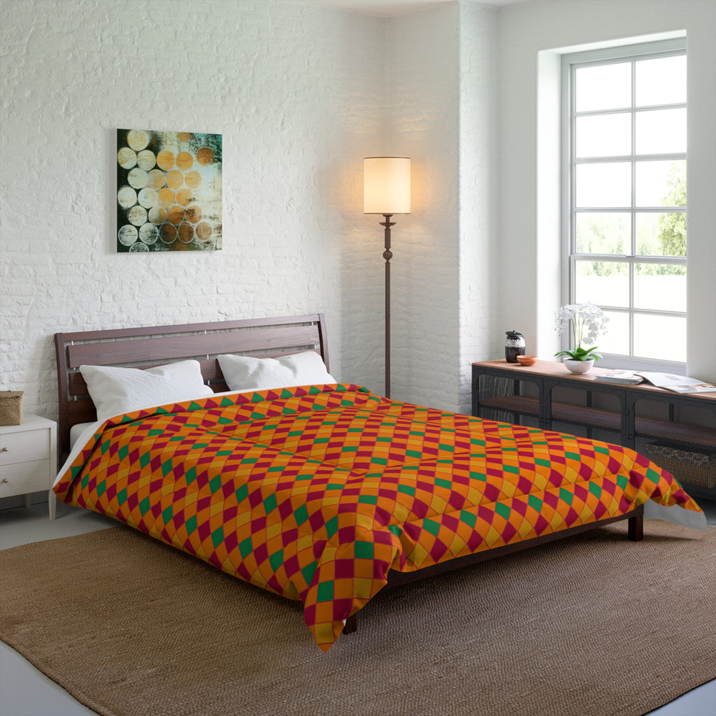 Jewel Harlequin Check Comforter – Cranberry Spice
