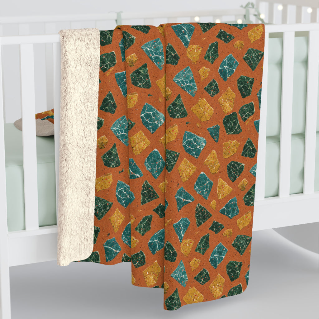 Marble Fragment Toss Sherpa Fleece Blanket – Terrazzo Pattern