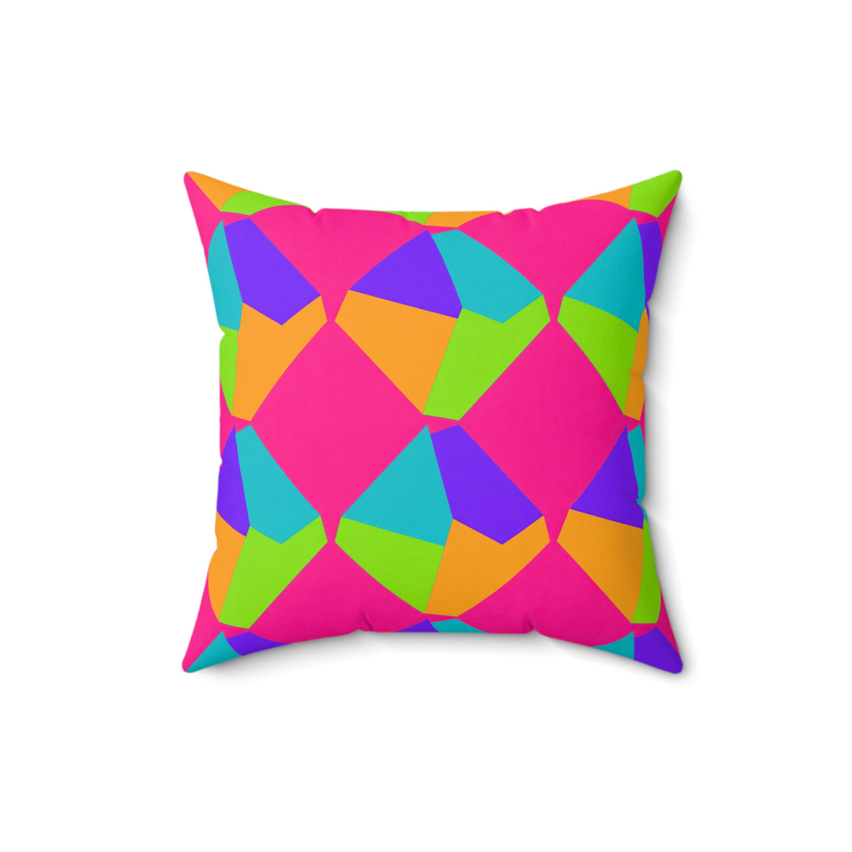 Grand Fractured Rhombus Faux Suede Cushion – Tropical Punch