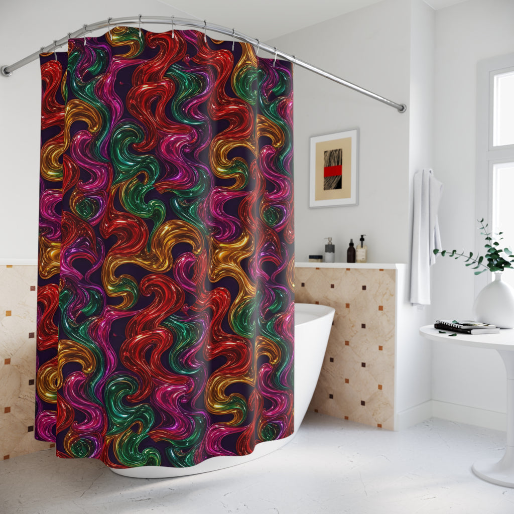 Melted Glass Swirl Shower Curtain – Psychedelic Pop Pattern