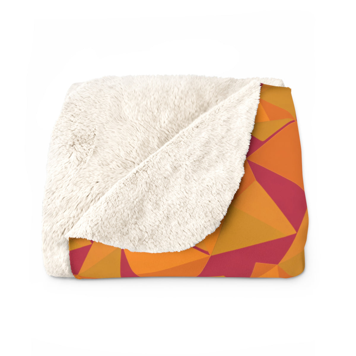 Faceted Gold Panels Sherpa Fleece Blanket – Cranberry Spice