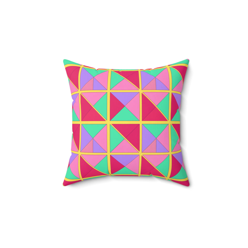 Split Square Fiesta Faux Suede Cushion – Candy Pop on Raspberry