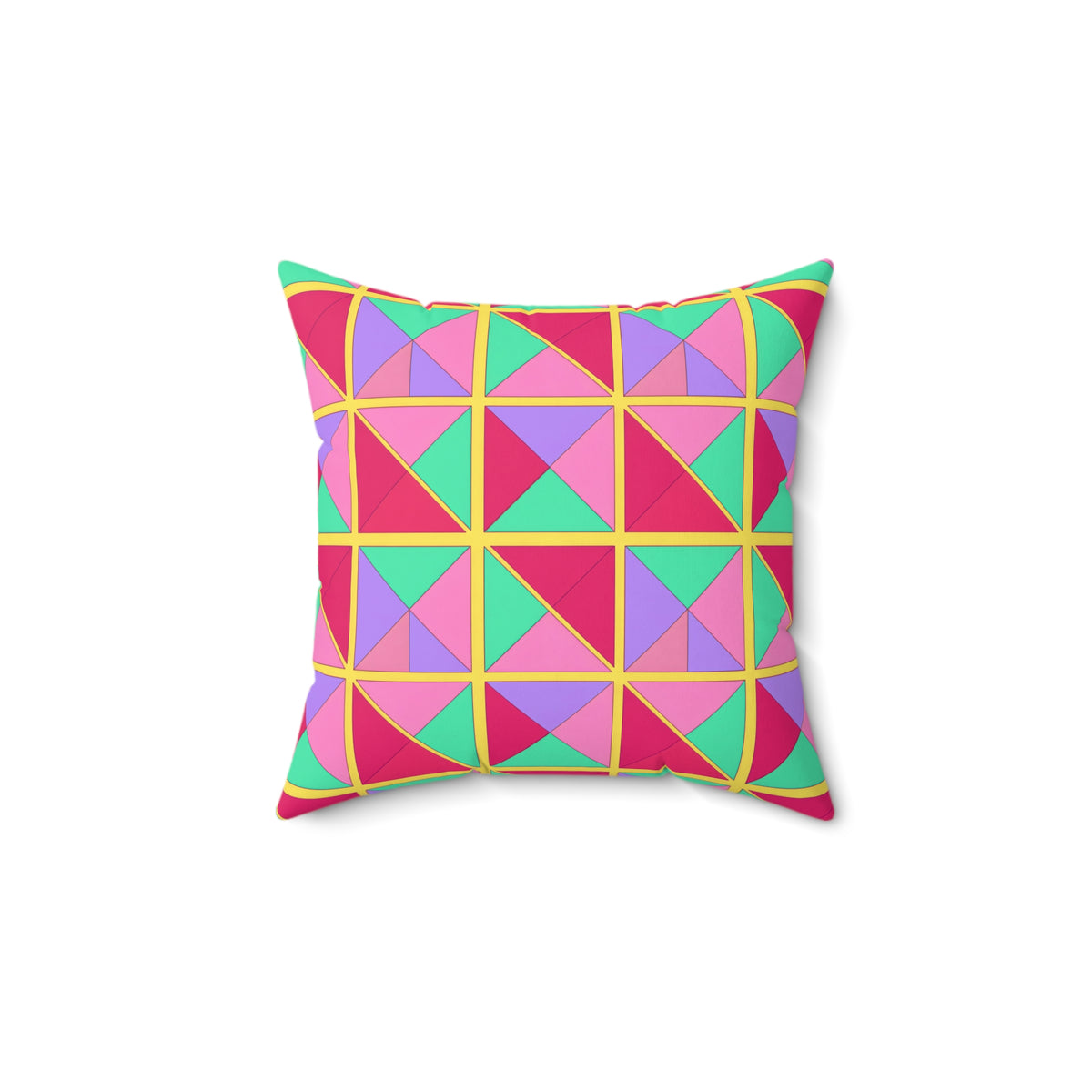 Split Square Fiesta Faux Suede Cushion – Candy Pop on Raspberry