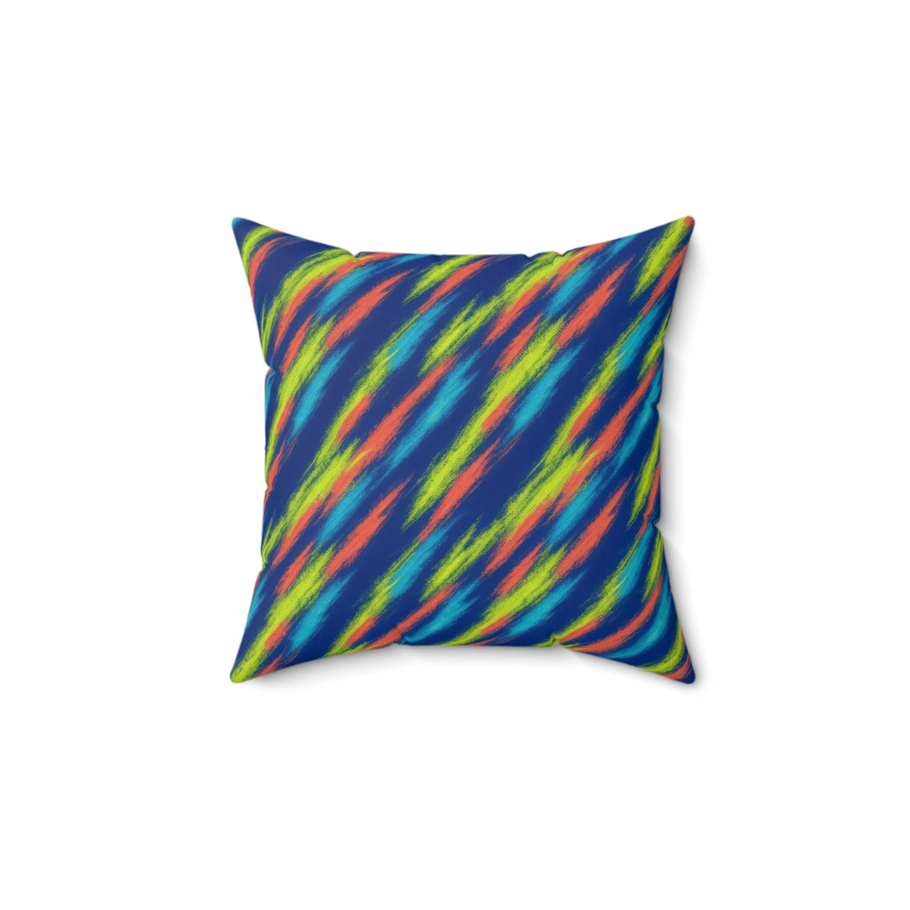 Arashi Neon Streaks Faux Suede Cushion – Shibori Dye Pattern
