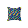 Arashi Neon Streaks Faux Suede Cushion – Shibori Dye Pattern