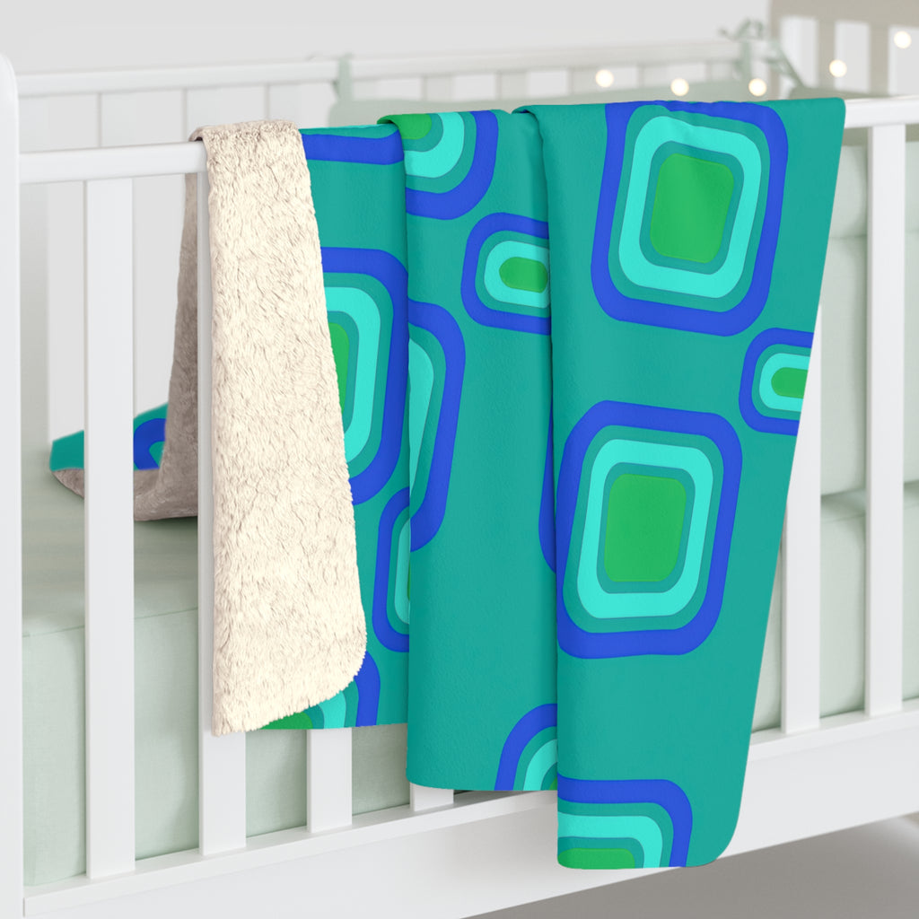 Big Ripple Squares Sherpa Fleece Blanket – Ocean Jewel