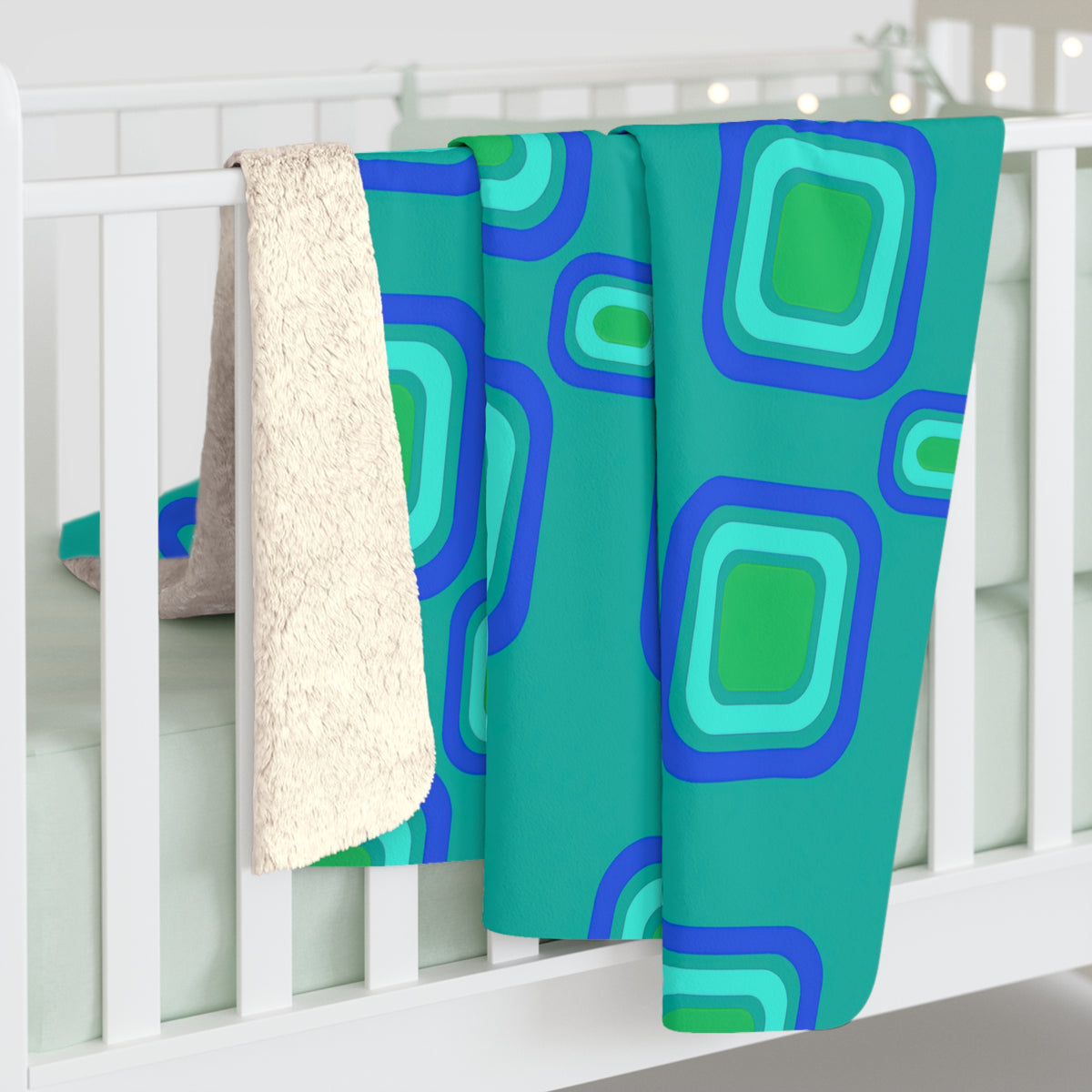 Big Ripple Squares Sherpa Fleece Blanket – Ocean Jewel
