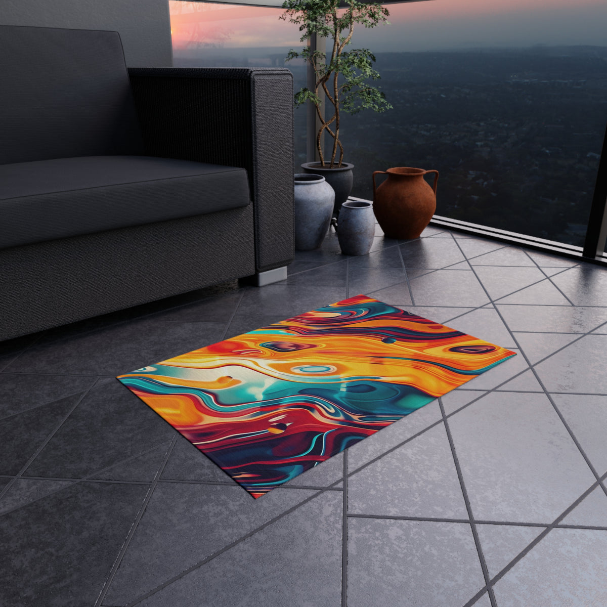 Psychedelic Lava Flow Outdoor Rug – Psychedelic Fluid Art