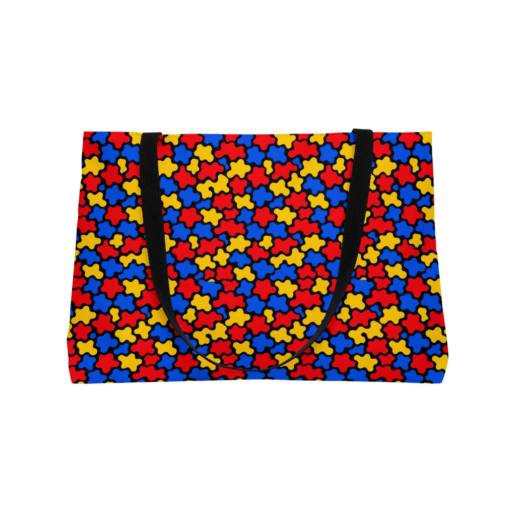 Blob Black Weekender Tote Bag – Bold Primary Abstract Pattern