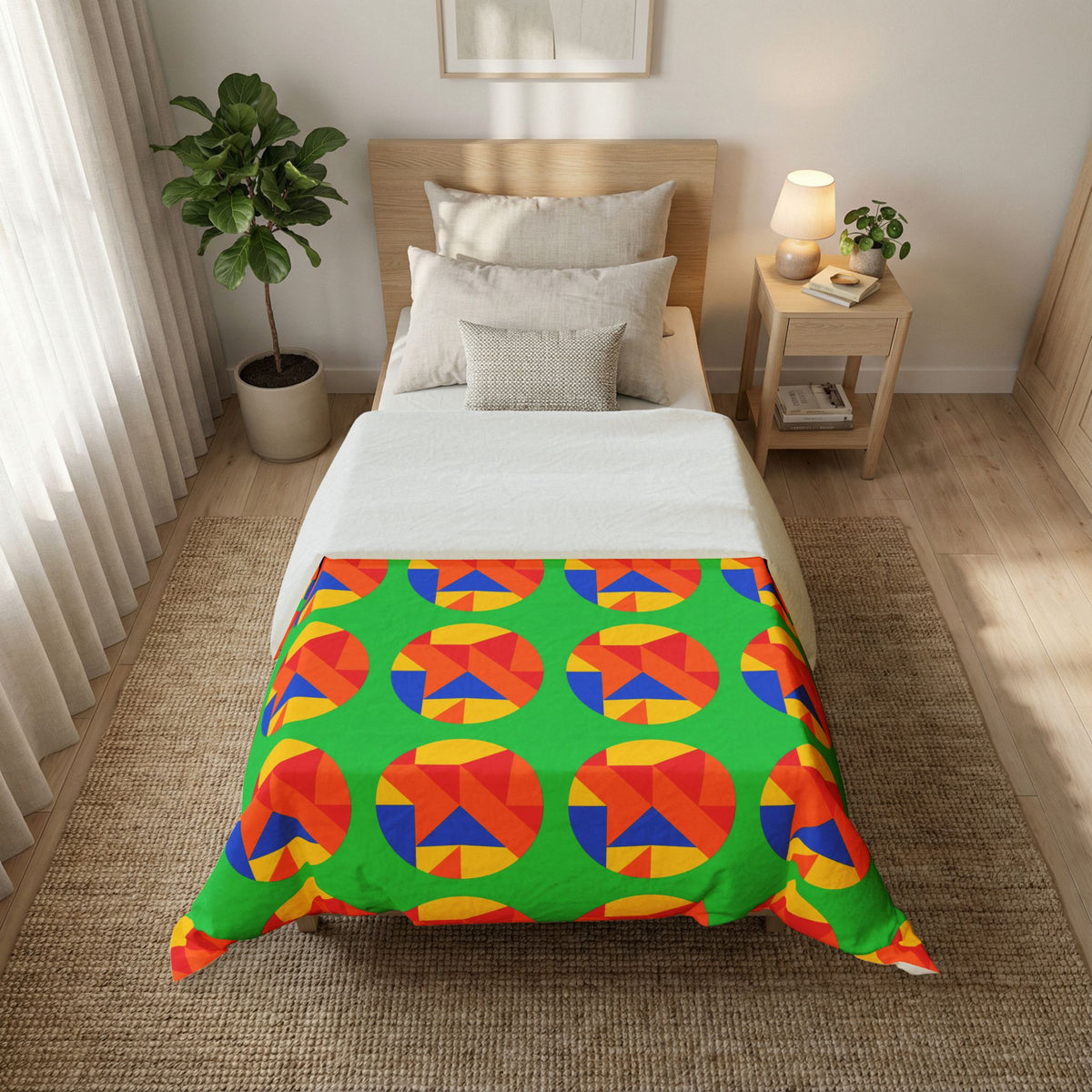 Broken Circle Planes Cotton Duvet Cover – Cubist Abstract Pattern