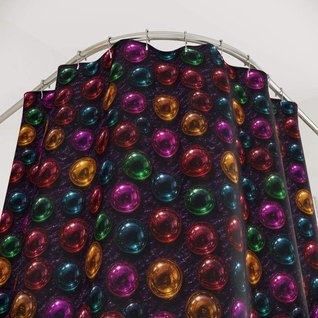 Mirror Glass Orbs Shower Curtain – Holographic-Look Jelly Pattern
