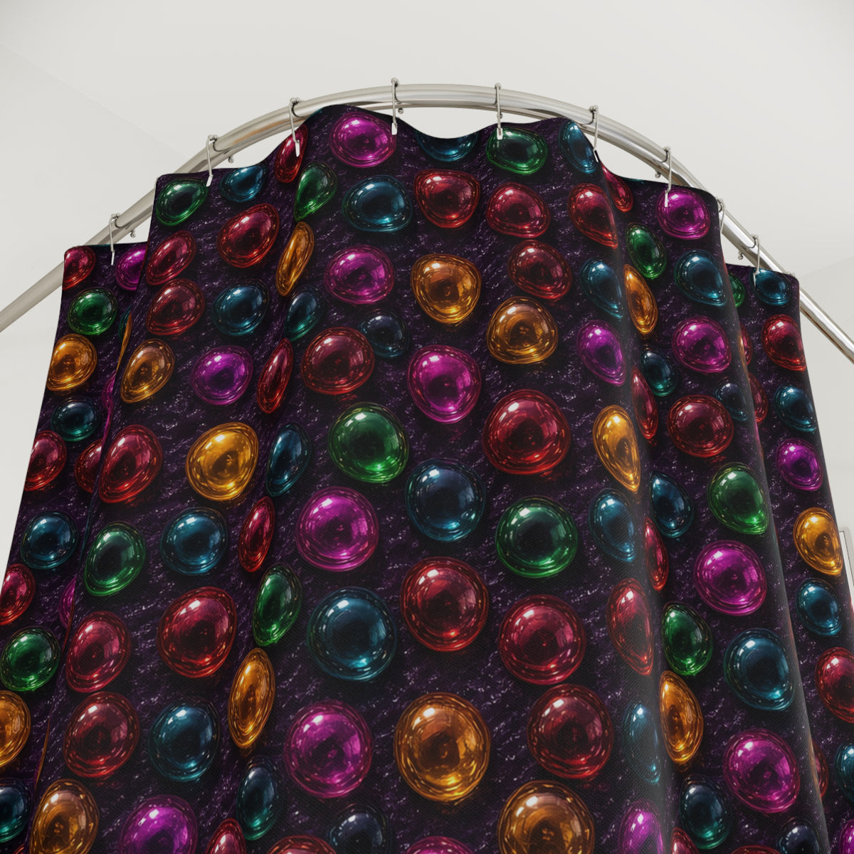 Mirror Glass Orbs Shower Curtain – Holographic-Look Jelly Pattern