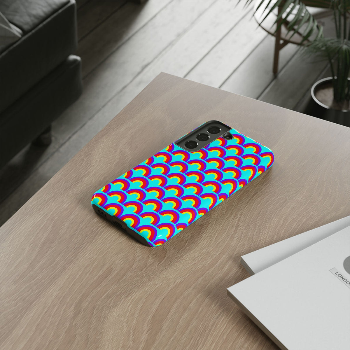 Chromatic Scallop Ripple Tough Phone Case – Op-Art Scallops Pattern