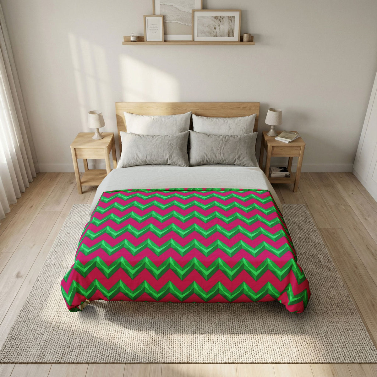 Broad Cut-Gem Chevrons Cotton Duvet Cover – Chevron Geometric Pattern