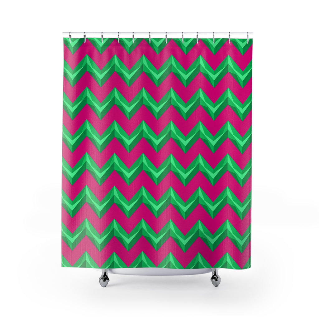 Broad Cut-Gem Chevrons Shower Curtain – Chevron Geometric Pattern