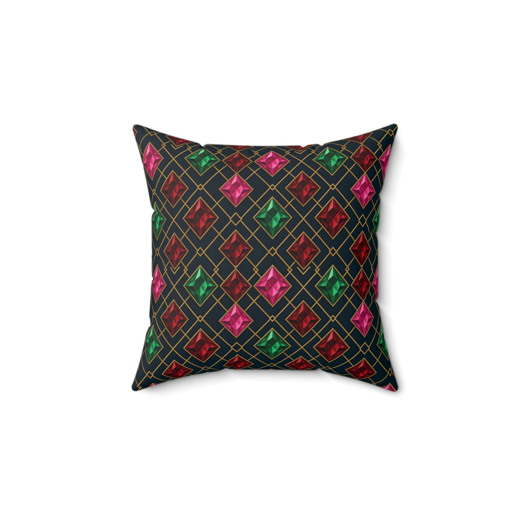 Jewel Argyle Faux Suede Cushion – Art Deco Pattern