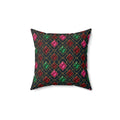 Jewel Argyle Faux Suede Cushion – Art Deco Pattern
