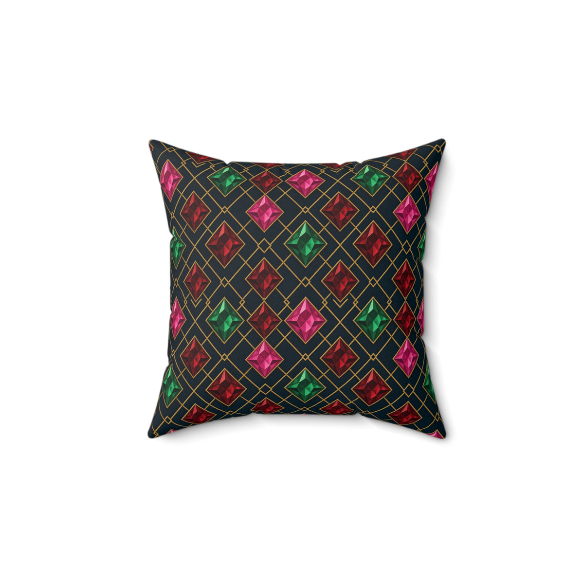 Jewel Argyle Faux Suede Cushion – Art Deco Pattern