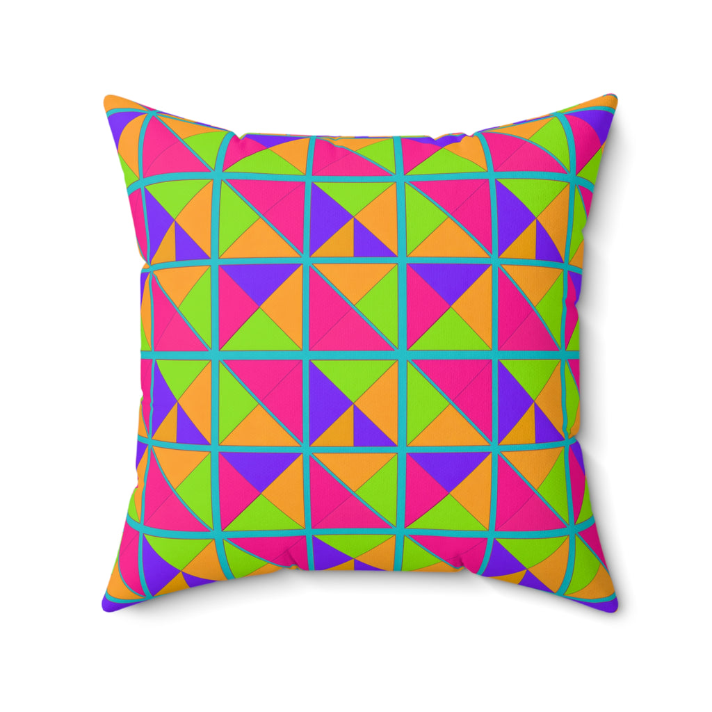 Split Square Fiesta Faux Suede Cushion – Tropical Punch