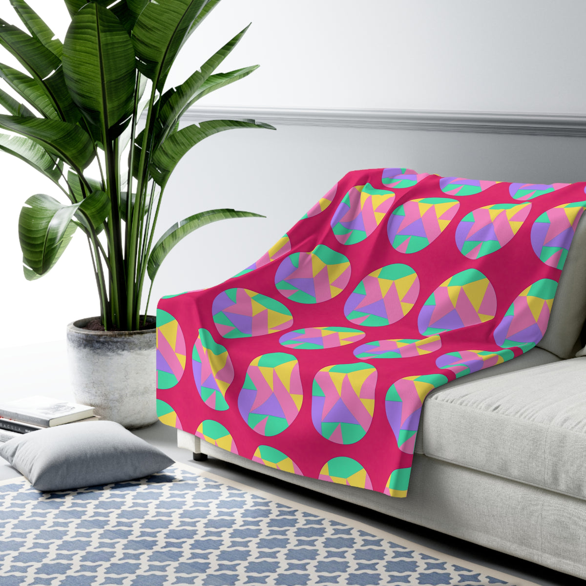 Broken Circle Planes Sherpa Fleece Blanket – Candy Pop on Raspberry