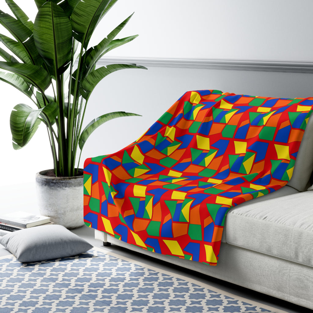 Cubist Block Quilt Sherpa Fleece Blanket – Cubist Geometric Pattern