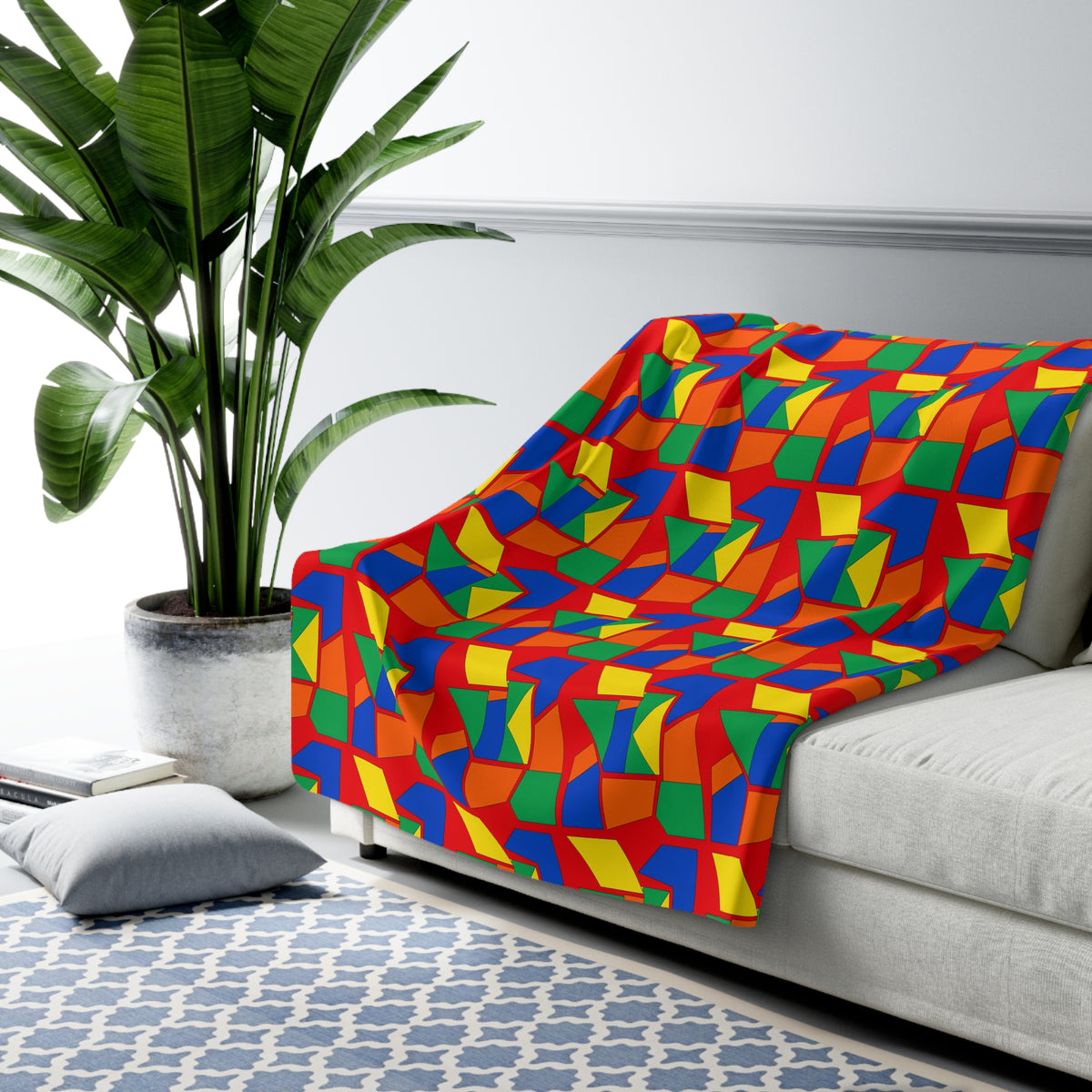 Cubist Block Quilt Sherpa Fleece Blanket – Cubist Geometric Pattern