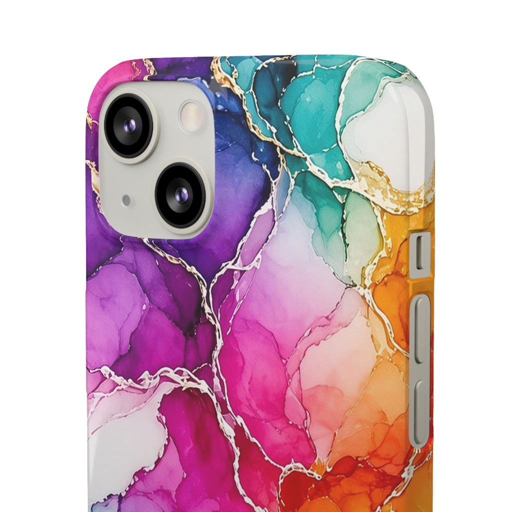 Rainbow Alcohol Ink Bloom Slim Phone Case