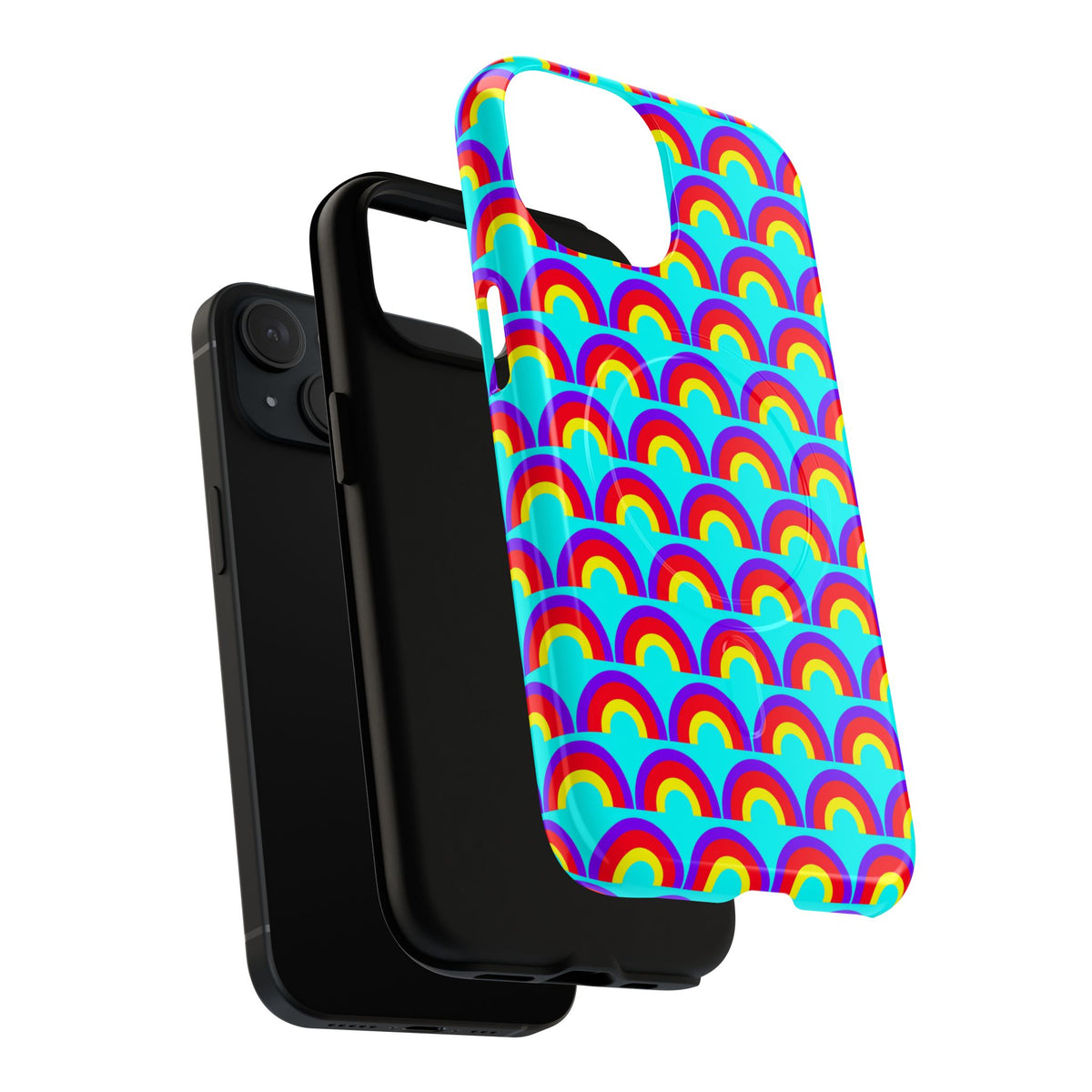 Chromatic Scallop Ripple Magnetic Tough iPhone Case – Op-Art Scallops Pattern