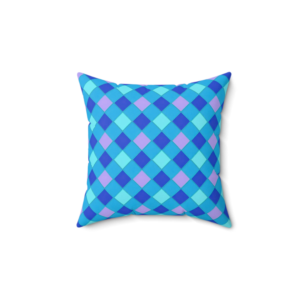 Jewel Harlequin Check Faux Suede Cushion – Ice Jewel