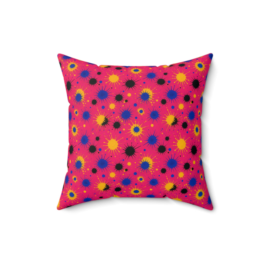 Pink Ground Splash Faux Suede Cushion – Ink Splash Pattern
